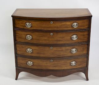 Ethan Allen Mahogany Banded Bow Front Chest.