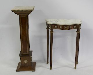 Petite Marble Top Console with Porcelain Mounts