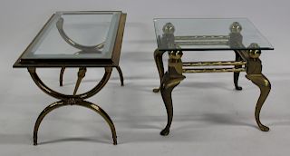 Lot of 2 Brass And Glass Top Coffee Tables