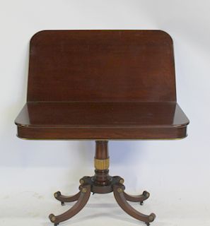Regency Style Mahogany Flip Top Pedestal Table.