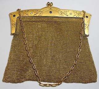FABERGE. Antique 14kt Gold Mesh Purse with
