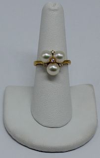 JEWELRY. Mikimoto 18kt Gold, Pearl, and Diamond