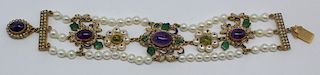 JEWELRY. Antique Pearl and Amethyst Bracelet.