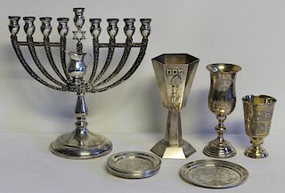 JUDAICA. Assorted Grouping of Silver Hollow Ware.