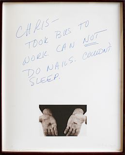 Chris Burden, Untitled (Chris - Took Bus to Work. Can not do Nails. Couldn’t sleep), 1974