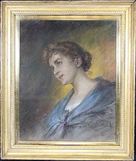 European School, Signed Portrait of a Young Woman