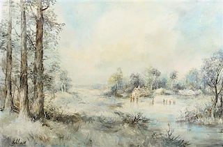 Eva Holusa Makk, (American, b. 1933), Winter Landscape