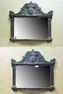 Pair, Monumental Bronze Framed Mirrors, 20th Cent.