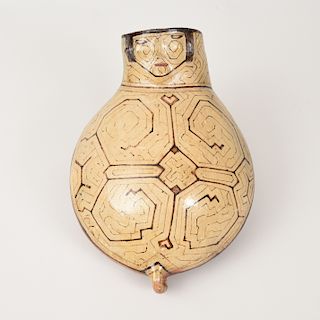 Shipibo Glazed Pottery Figural Warming Vessel