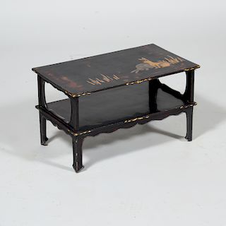 Japanese Black Lacquer and Parcel-Gilt Two Tier Low Table