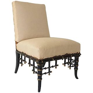 Napoleon III Faux Bamboo Slipper Chair