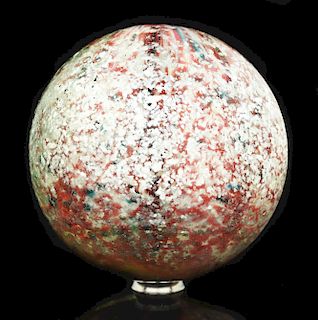 Rare Single Pontil Four Lobed Onionskin with Blizzard Mica Marble.