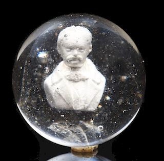 1-1/4" Sulphide Bust of Theodore Roosevelt Marble.