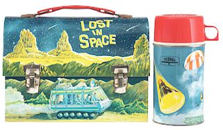 Vintage Tin Litho Lost In Space Dome Lunch Box. 