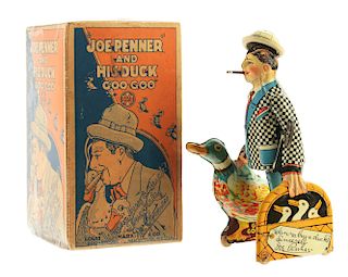 Marx Tin Litho Wind Up Joe Penner and His Duck with Box.