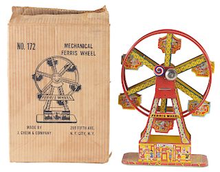 Chein Tin Litho Wind Up Mechanical Ferris Wheel In Box. 