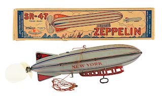 Strauss Tin Litho Wind Up Zeppelin Toy.