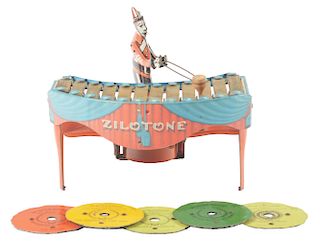 Wolverine Tin Litho Wind Up Zilotone Player. 