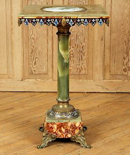 LATE 19TH C. BRONZE ONYX MARBLE MOUNTED STAND