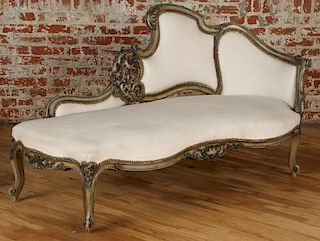 ITALIAN PAINTED CHAISE LOUNGE PAINTED FRAME 1880
