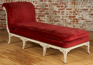 FRENCH EIGHT LEG PAINTED CHAISE LOUNGE CIRCA 1880