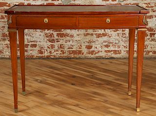 DIRECTOIRE STYLE MAHOGANY LEATHER TOP DESK C.1940
