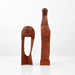 Modernist Wood Sculptures, Pair
