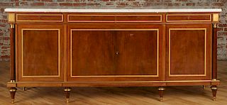 SIGNED FRENCH DIRECTOIRE STYLE MARBLE TOP BUFFET