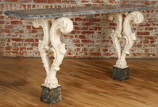 PLASTER MARBLE CONSOLE TABLE SERGE ROCHE 1940