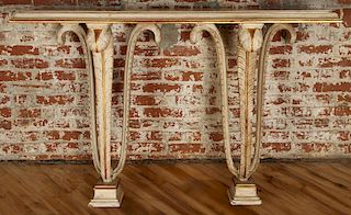 CARVED MAISON JANSEN MARBLE TOP CONSOLE TABLE