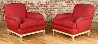 PAIR MAISON JANSEN UPHOLSTERED ARM CHAIRS 1950
