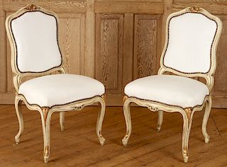 CARVED OVERSIZED SIDE CHAIRS STAMPED JANSEN C1950