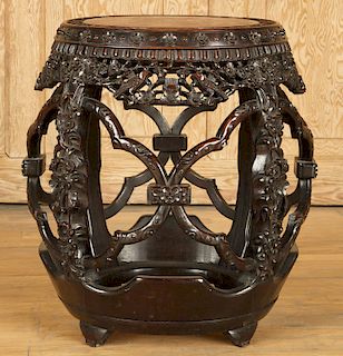 CHINESE ROSEWOOD OCCASIONAL TABLE MARBLE TOP 1920