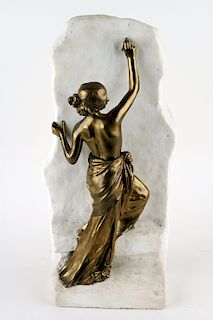 LATE 19TH C. FRENCH BRONZE MARBLE FEMALE FIGURE