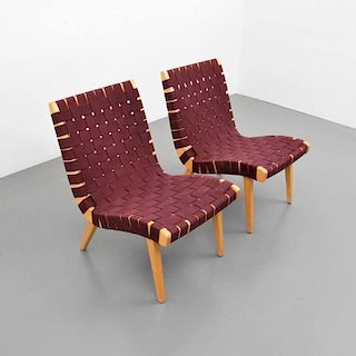 Jens Risom Lounge Chairs, Pair