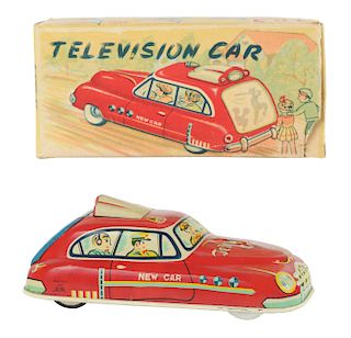 Tin Litho Friction Television Car.