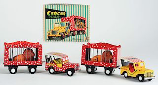 Lot of 2: Tin Litho Friction Circus Trailers.
