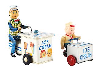 Lot of 2: Tin Litho Ice Cream Vendor Carts.