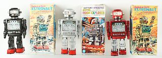 Lot of 3: Japanese Battery Operated Swivel-O-Matic Astronaut Toys In Boxes. 