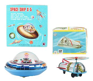 Lot of 2: Tin Litho and Plastic Space Ships.
