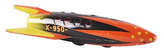 Tin Litho Friction X-950 Rocket.