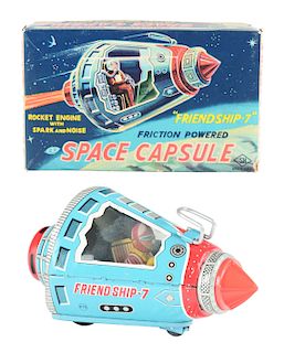 Tin Litho Friction Space Capsule Friend Ship 7.