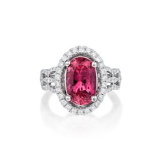 A Pink Tourmaline Diamond Ring