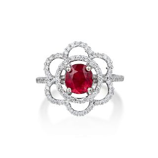 A 1.22-Carat Unheated Burmese Ruby and Diamond Ring