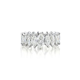 A Platinum Marquise-Cut Diamond Eternity Ring