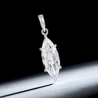 A Platinum 2.00-Carat Marquise-Cut Diamond Pendant