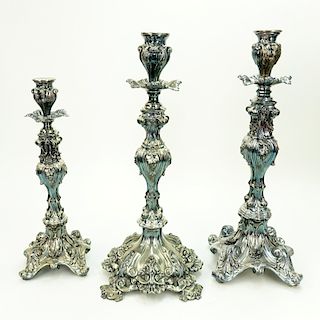 Three (3) Silver Plate Candle Holders