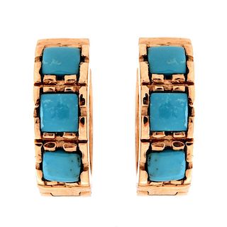 14K Gold and Turquoise Earrings