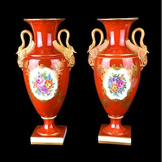 Pair Dresden Vases