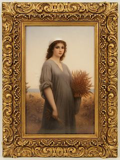 19TH C. HAND PAINTED KPM PORCELAIN PLAQUE OF RUTH
